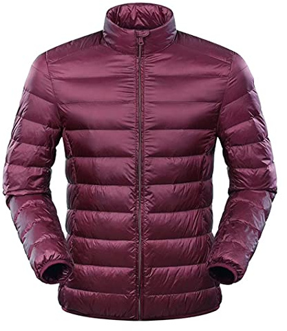 Feather Jacket Man Ultra Light Down Jacket Men Winter Coat Duck Down Windbreaker Stand Collar Parka with Carry Bag Wine XL