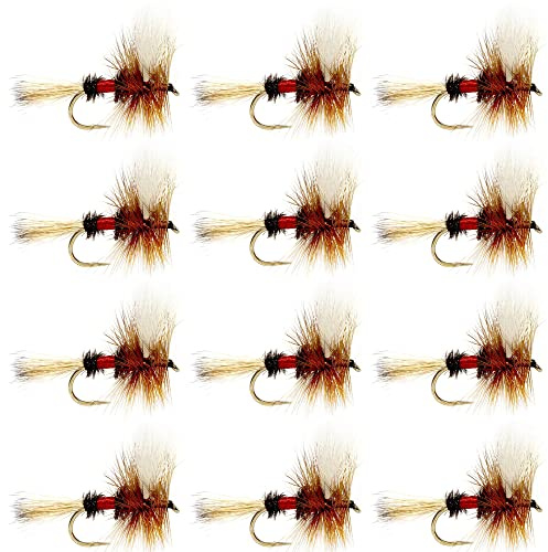 The Fly Fishing Place Royal Wulff Classic Trout Dry Fly Fishing Flies - Set of 12 Flies Size 18 - One Dozen