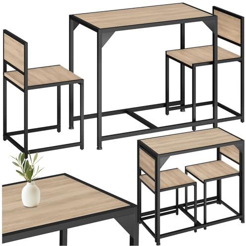 TecTake Sillas de Comedor, Juego de 2 sillas para el salón, Conjunto de Asientos para la Cocina, Set de Muebles de Interior (Madera Industrial Clara)