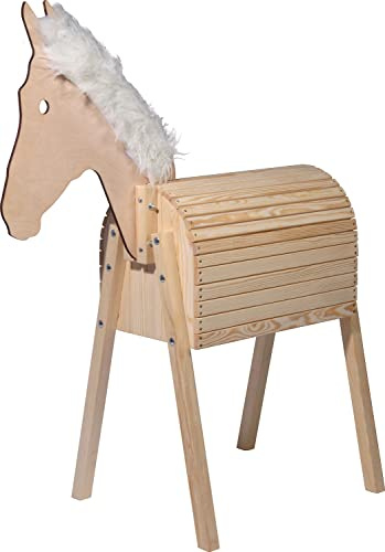 dobar® 94325FSCe Stor trähäst Amadeus | Voltigierhäst massivt trä | Trädgårdhäst för barn | Outdoor Ridhäst | Lekhäst | 108 x 48 x 137 cm | natur