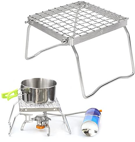 Uadme Parrilla Plegable para Barbacoa, Parrillas de Camping, Parrilla de Fogata Portátil, 16×16cm, para Barbacoa, Senderismo, Picnic, Pesca