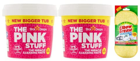 2 Packs of Multipurpose Cleaning Paste- New Bigger Tub (2X 850 G) -Non-hazardous Household Cleaner with Elbow Grease Scrubbing Pad