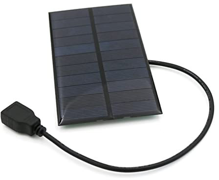 Teksome Pannello Solare | Caricabatterie da Pannello Solare USB 5,5 V con monocristallino ad Alte Prestazioni | Caricatore USB Solare da 300 mA per Cellulare, Bank, Lanterne da Campeggio