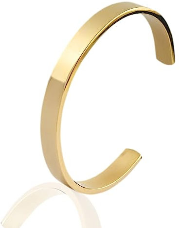 JJDreams Edelstahl Armreif Damen Offene Armreif Gold 8MM Armspange mit Gravur Geschenk für Damen