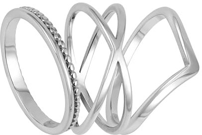 BONNYBIRD® Ringe Silber Set Damen Edelstahl Wasserfest Frauen Schmuck Silberschmuck Ringset Silberring Sommer Boho Festival Accessoires Modeschmuck Fingerringe Damenring Dünn Edelstahlringe