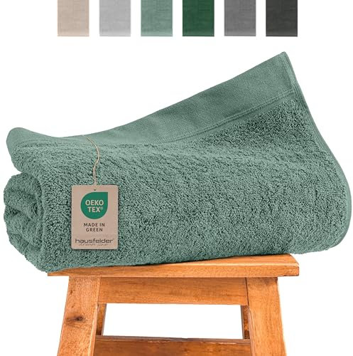 Hausfelder Saunahandtuch 80x 200 cm - Premium 500g/m² Sauna Handtuch groß - Damen und Herren Saunatuch, 100% Baumwolle, Ökotex Zertifiziert (80 x 200 cm Hellgrün)
