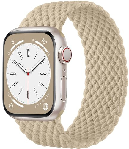 Zedoli Flätad soloslinga kompatibel med Apple Watch Band 38 mm 40 mm 41 mm 42 mm 44 mm 45 mm 49 mm kvinnor män, stretchig nylon solace sport elastisk rem för iWatch serie 9 8 7 6 5 4 3 2 1 SE