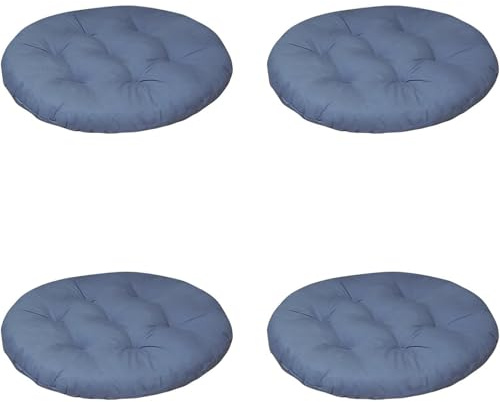 4 cojines lavables para silla, 40 x 40 cm, redondos, para interior y exterior, acolchado grueso, cojín de suelo (Azul)