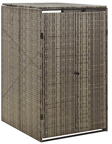 Abri Poubelle Extérieur, Cache Poubelle Abri pour Poubelle Conteneur pour Cache-Poubelle Abri pour Poubelle Gris 70x80x117 cm Résine tressée