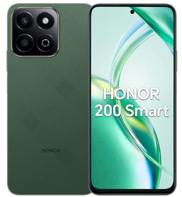 HONOR 200 Smart 5G Smartphone 4GB 256GB, Batteria 5200mAh, 50MP AI Carmera, 300% Modalità Alto Volume, Snapdragon 4 Gen 2, Android 14, Dual SIM, Verde