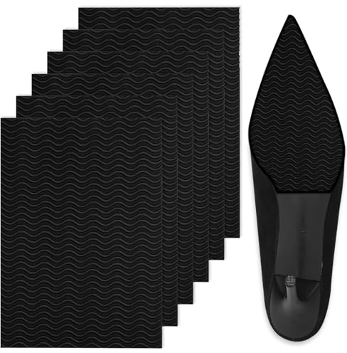 6 Pack Shoe Sole Protector - Self-Adhesive Anti-Slip Grips for High Heels & Boots | Shoes Non-Slip Bottom Covers for Women (6 x 4inches, Black)