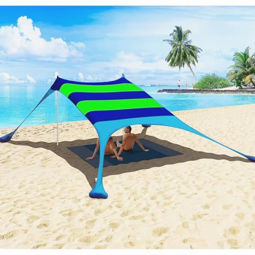 Floving Strand Schatten Zelt Markise 4-5 Personen Sonnencreme wasserdichte leichte Blockierung und elastische Sonnenschirm Strandmuscheln