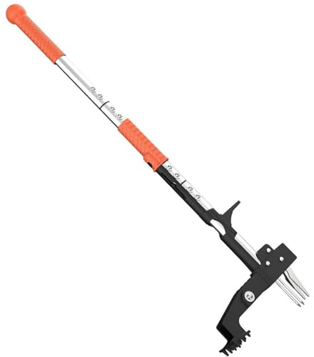 ViaGasaFamido Weed Puller Tool Stand Up Weeder with 39in Adjustable Handle & 4 Stainless Steel Claws for Gardening Thistles Dandelions Roots Removal