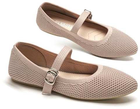 GLAMORA Bailarinas Mujer Merceditas Punto Correa Hebilla Cierre Rápido Zapatos Planos Cómodos Plantilla Acolchada Tejido Transpirable Verano Ligero Diario Ajustable moc-40