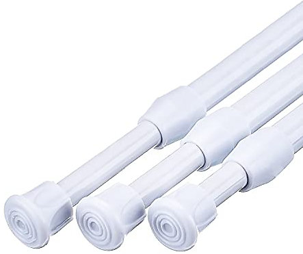 MUHOO Teleskopstange 3 Stück, Klemmstange Gardinen, Spannstange ohne Bohren, Nutzbar als Vorhangstange/DIY-Regal - Weiß (30-50 cm, Ø1,3cm)