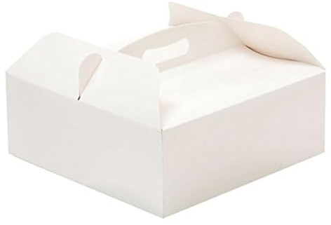 DECORA, 23 x 23 x 10 cm, 0340200 Caja para Tarta con Asa, Ideal para Conservar y Transportar Postres, Hecha de Cartulina, Envasada Individualmente, cartón, Bianco