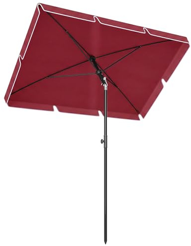 Outsunny Parasol de jardin Parasol droit rectangulaire inclinable alu métal polyester haute densité 2 x 1,3 m rouge