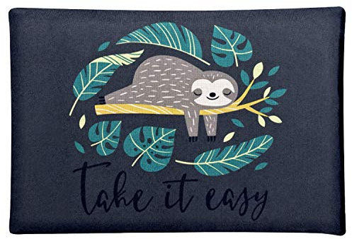 Rapssamenkissen 20x30 cm Wärmeanwendung Mikrowelle Kissen für Schulter, Nacken & Rücken Bezug schwarz - Faultier-Motiv Raps-Kern-Samen-Kissen als Geschenk-Idee Frauen - Tier-Motiv