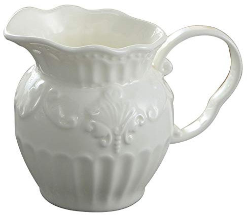TAMUME Pot à Lait en Porcelaine Avec Motif en Relief, Crémier en Céramique avec Poignée Incurvée, Style Cottage avec Motif en Relief (Crèmier)