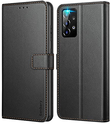 Ganbary Case Compatible with Samsung Galaxy A52s 5G/ A52 5G&4G, Premium PU Leather Flip Wallet Case [Full Protection] [Card Slots] [Kickstand], Black