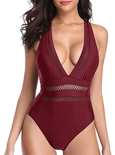 SEDEX Dam Push Up Monokini Sexig Baddräkt Dam Badkläder Strandkläder Vadderad Strand Hav Och Pool Push Up Baddräkt, Röd, L