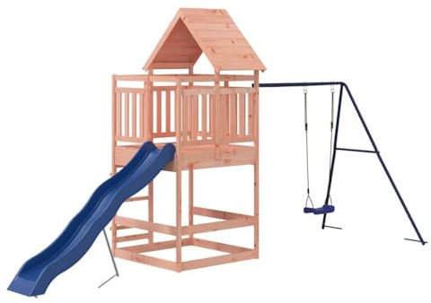 vidaXL Outdoor Wooden Playset - Fun-filled Multi-Activity Centre with Swing Set, Wave Slide, Sandpit - Durable Douglas Wood - Height: 264 cm