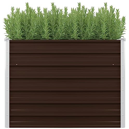 BUKSCYJS Fioriera Con Traliccio,Porta Vasi Da Esternoletto Rialzato Giardino Marrone 100x40x77 Cm In Acciaio Zincatoadatto Per Interni Ed Esterni, Bancone, Giardino, Balcone