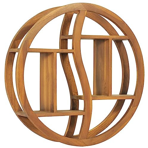 ULUYYUC Wandregale für das Bad Wandregal für Pflanzen Display-Regal Schwebendes RegalWandregal Yin und Yang 60x15x60 cm Teak Massivholzfür Wohnzimmer Küche Büro Bad