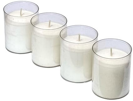 Horeca Candles - Candele Tealight Bianche - Set da 4 Candeline Non Profumate - Lunga Durata di 24 Ore - Cera - Lumini per Matrimonio, Decorazione, Gastronomia