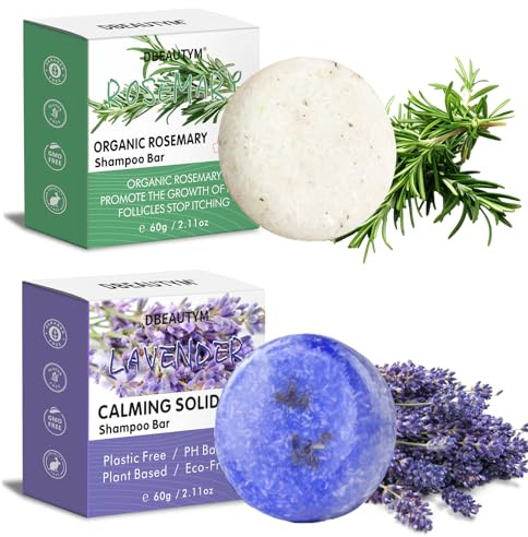 DBEAUTYM 2 Pack Rosemary Lavender Hair Shampoo Bar,Deep Cleansing for Scalp Hair Loss Shampoo Soap,Shampoo Oil Control for Hair Growth,Refreshing and Hydrating Bar,Gifts for Women Men