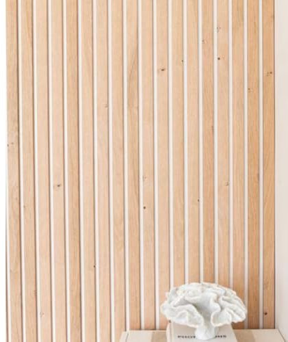 FORESTEA Lot de 2 Demi Panneaux tasseaux MDF chêne Clair sur Fond Blanc 1250 x 287 x 20 mm PEFC 70%