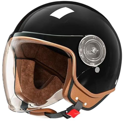 DOT Approved Vintage Kids 3/4 Motorcycle Half Helmet,Toddler Open Face Retro Electric Scooter Go-Kart Dirt-Bike ATV Helmets,Youth Child Boys Girls Moped Bicycle Helmet(Black)