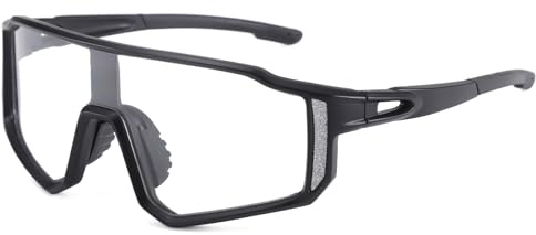 Long Keeper Cycling Glasses Photochromic Sports Sunglasses Women Men Windproof Running Sun Glasses Driving Fishing Mountain Bike Sunglasses UV400 Shades (Black)