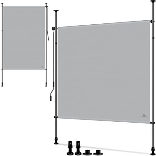 KESSER Toldo vertical con pinza, 150 x 310 cm, extensible y opaco, toldo vertical con manivela sin agujeros, protección visual y protección contra el viento para jardín y terraza, resistente al agua