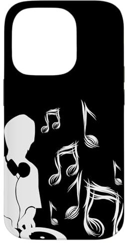 DJ con tocadiscos y partituras, drum and bass, techno Carcasa para iPhone 14 Pro