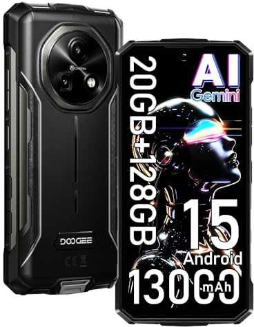 DOOGEE Fire 5 Pro 4G Móvil Resistente,20GB+128GB/2TB,13000mAh 18W Android 15 Móvil Irrompible,6.6''HD+90Hz,13MP+8MP AI Cámara,Helio G81/IP68/NFC/OTG/3 Slot/Face ID/GPS (Gris)