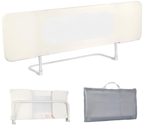 eSynic Bärbart sängskydd 150 cm, hopfällbart fallskydd säng, resa | Sänggaller, 19-faldigt, justerbar höjd för 2–26 cm madrasser, med säkerhetsbälte för spjälsäng, föräldersäng, resårsäng