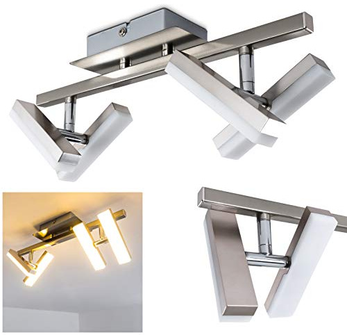 LED Deckenleuchte Sakami, Deckenleuchte in Nickel-matt, 4-flammig, mit 4 verstellbaren Strahlern, je 2 Watt, 175 Lumen (700 Lumen insgesamt), Lichtfarbe 3000 Kelvin (warmweiß)