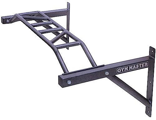 GYM MASTER Heavy Duty Wall Mounted Pull Up Bar with Multi-Grip Handles 1.2m