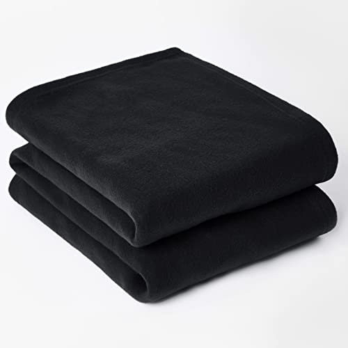 Dreamscene Sofa Throw Blanket, Super Soft Warm Cosy Fleece Throw Blanket for Bed Lightweight Plain Black King Size Bedspread Polar Fleece Blankets, 200 x 240cm
