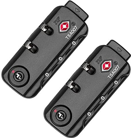 TSA007 Padlock Luggage Travel Lock and 3 Digits Self-Setting A Variety of Different Combinations Luggage Bag Travel Security Code Lock, Black, 2 Pack