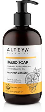 Alteya Liquid Soap Grapefruit & Orange USDA Certified Organic Body Cleanser, 250 mL