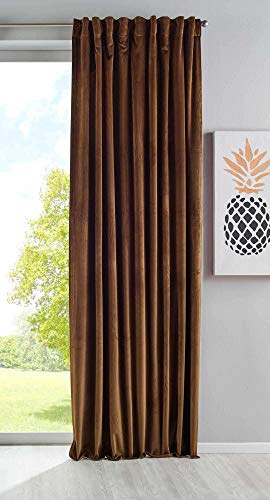 Gardinenbox Milano 20357 - Tenda oscurante in velluto, con passanti e passante per tunnel, accorciabile, marrone, 1 pezzo, altezza x larghezza 280 x 135 cm, 20357