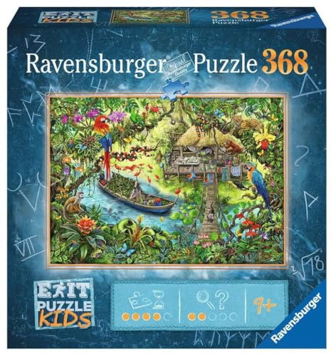 Ravensburger EXIT Puzzle Kids - 12924 Djungelexpeditionen - 368 bit pussel för barn från 9 år och uppåt, barnpussel