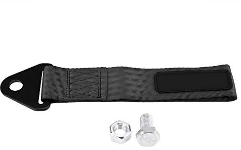 EVGATSAUTO Auto Abschleppgurt, Car Tow Strap, Universelles Hochfestes Abschleppseil für Rennwagen für den vorderen hinteren Stoßstangen-Abschlepphaken(Schwarz)