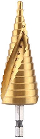 Stufenbohrer, Spiralgenuteter Stufenbohrer Schnellarbeitsstahl Titanbeschichteter Konus Stufenbohrer Sechskantbohrer 4-32mm