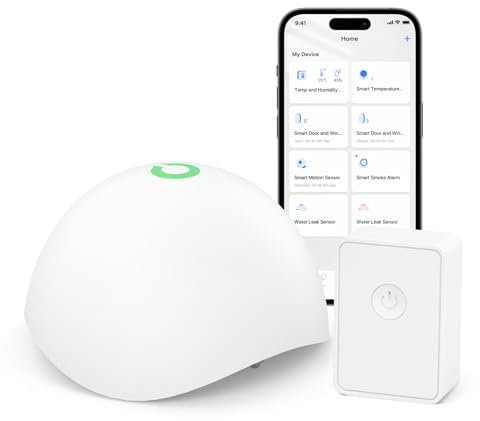 meross Water Leak Detector, Smart Water Alarm with Hub, App Alert, Replaceable Batteries, Wireless Flood Sensor, Interlinked, Apple HomeKit Supported, IP67, for Kitchen Bathroom Basement Garage