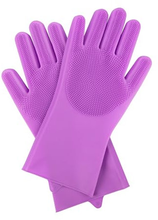 Emmi-pet Fellpflegehandschuh für Hund & Katze, Langhaar & Kurzhaar entfernen, doppelseitiger Massage-Handschuh für Tiere, Haushaltshandschuhe zum reinigen, Silikon-Handschuhe