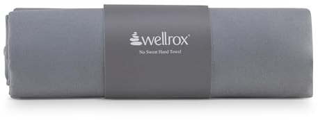 Wellrox Microfiber Yoga Hand Towel – Super Soft, Quick-Dry, Non Slip Yoga Towel for Hot Pilates, Gym & Workouts (26.5 x 16, Grey)