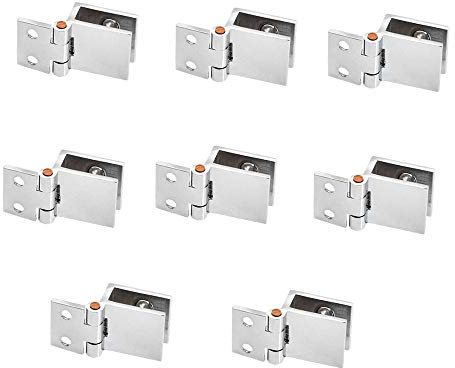 NISHZHU Juego de 8 Bisagras para Puerta de Vidrio, Abrazadera Rectangular Ajustable de 5 Mm a 8 Mm Clip úNico para Bisagras de Puerta de Vidrio Armario Gabinete